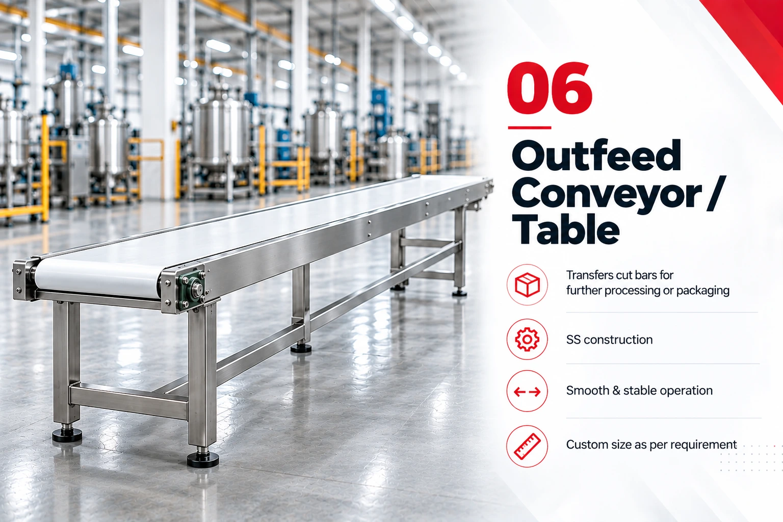 Outfeed Conveyor table transparent soap bars