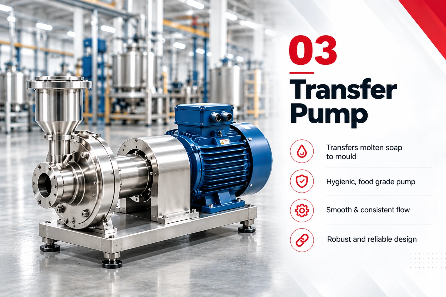 Transfer pump for transparent soap making machine